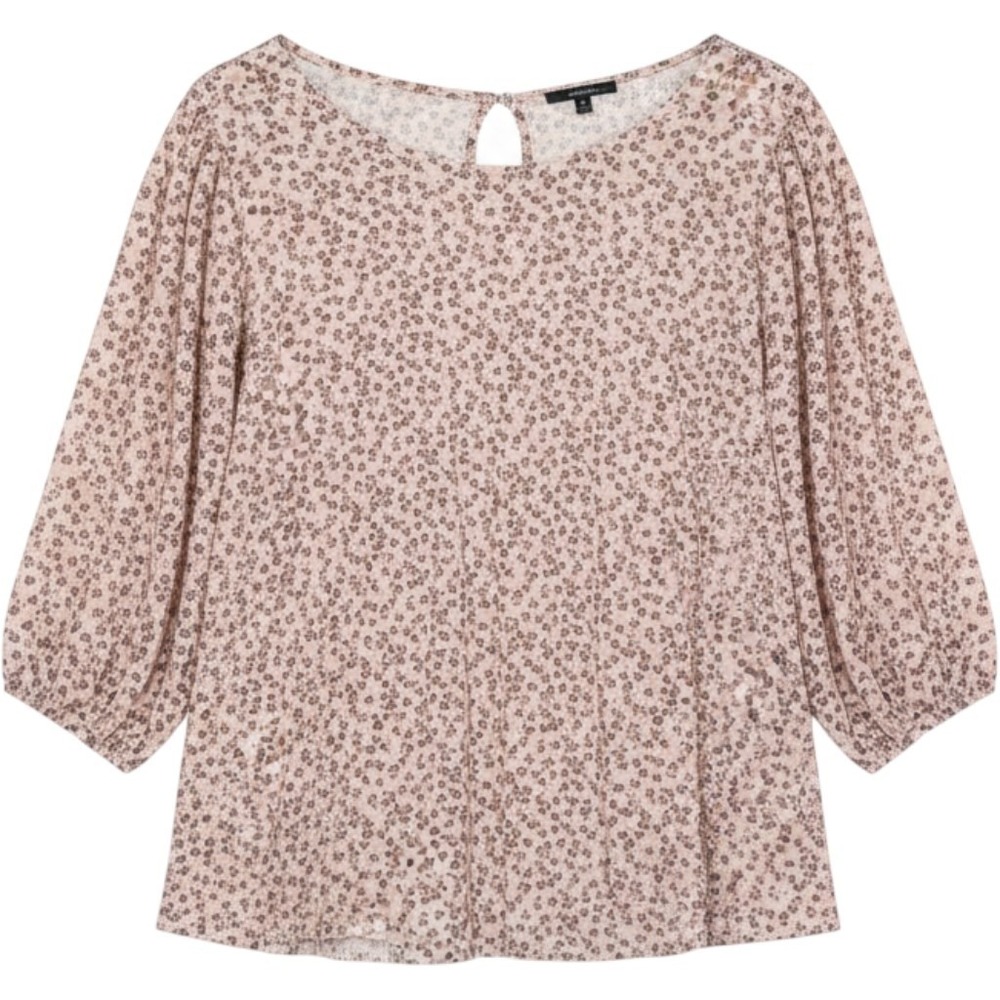 Adrianna Papell Blouse Womens Plus 1X Pink Floral Boat Neck 3/4 Sleeve Tunic Top
